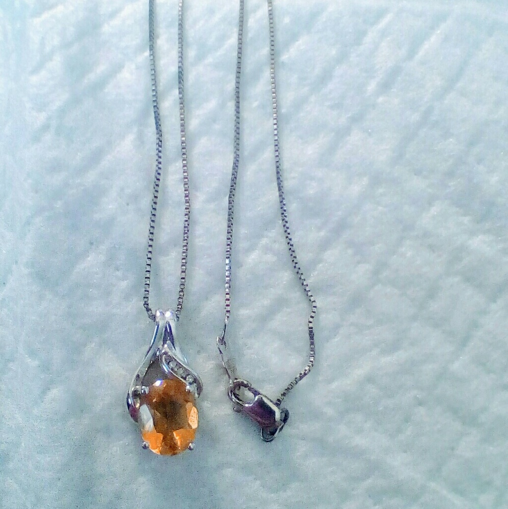 Yellow Garnet and diamond necklace